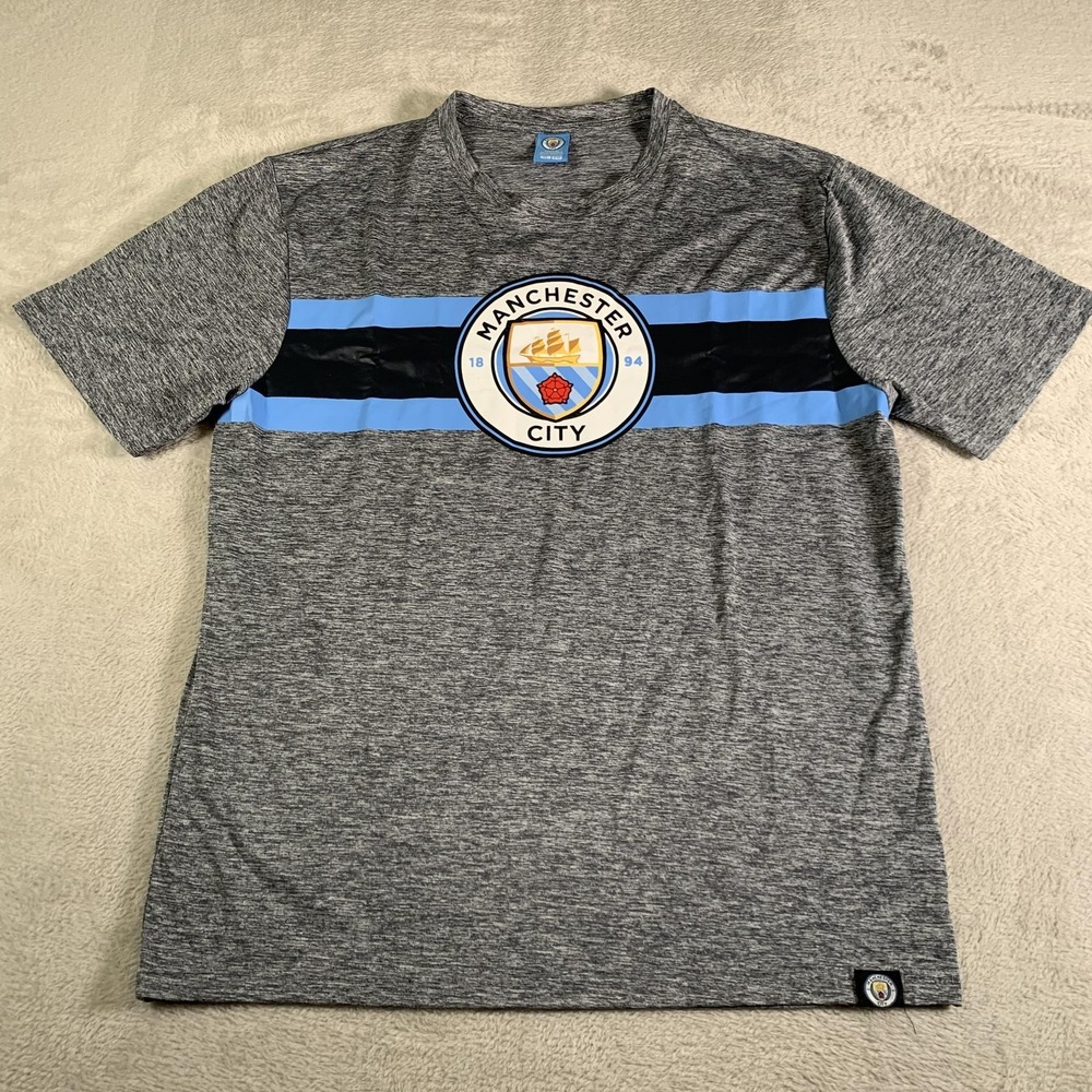 Manchester City Shirt Mens XL Heather Gray Soccer Football Crest Icon Sports Tee